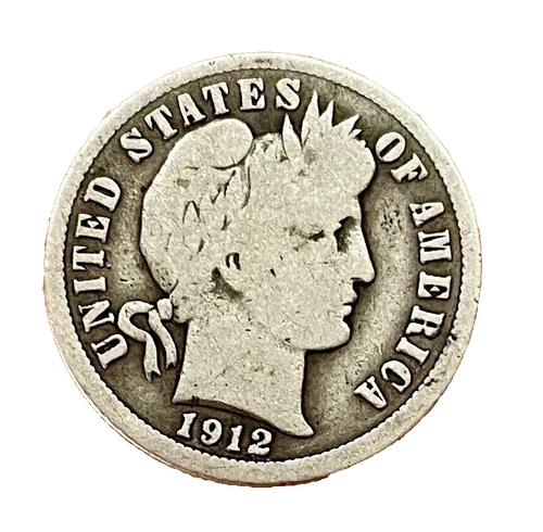 1912-S Barber Silver Dime Circulated Ungraded