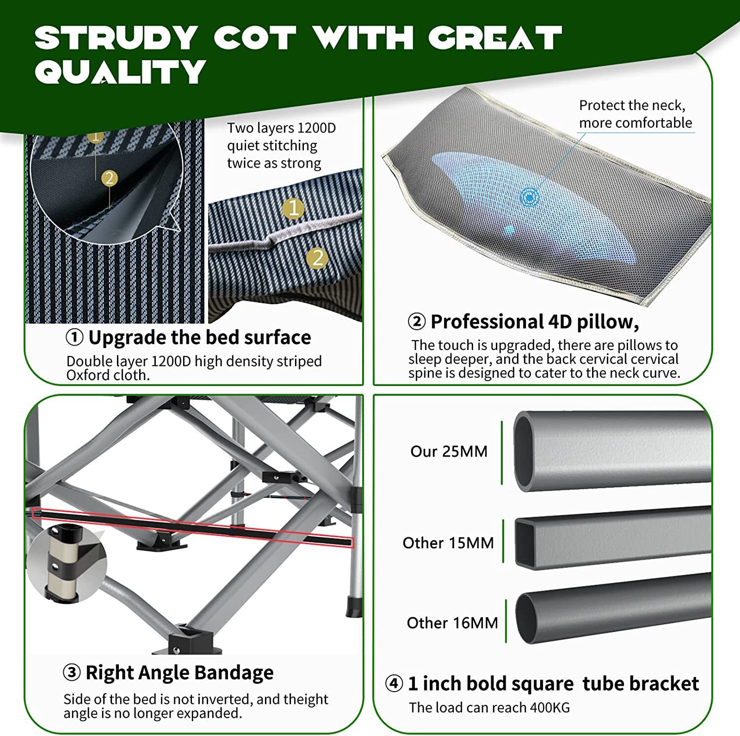 Adults Folding Sleeping Cot Guest Bed Heavy Duty Portable Cots Camping