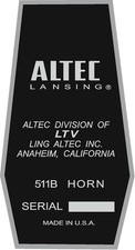 ALTEC LANSING Decal For 511B HORN. A7 VOTT set of four 4
