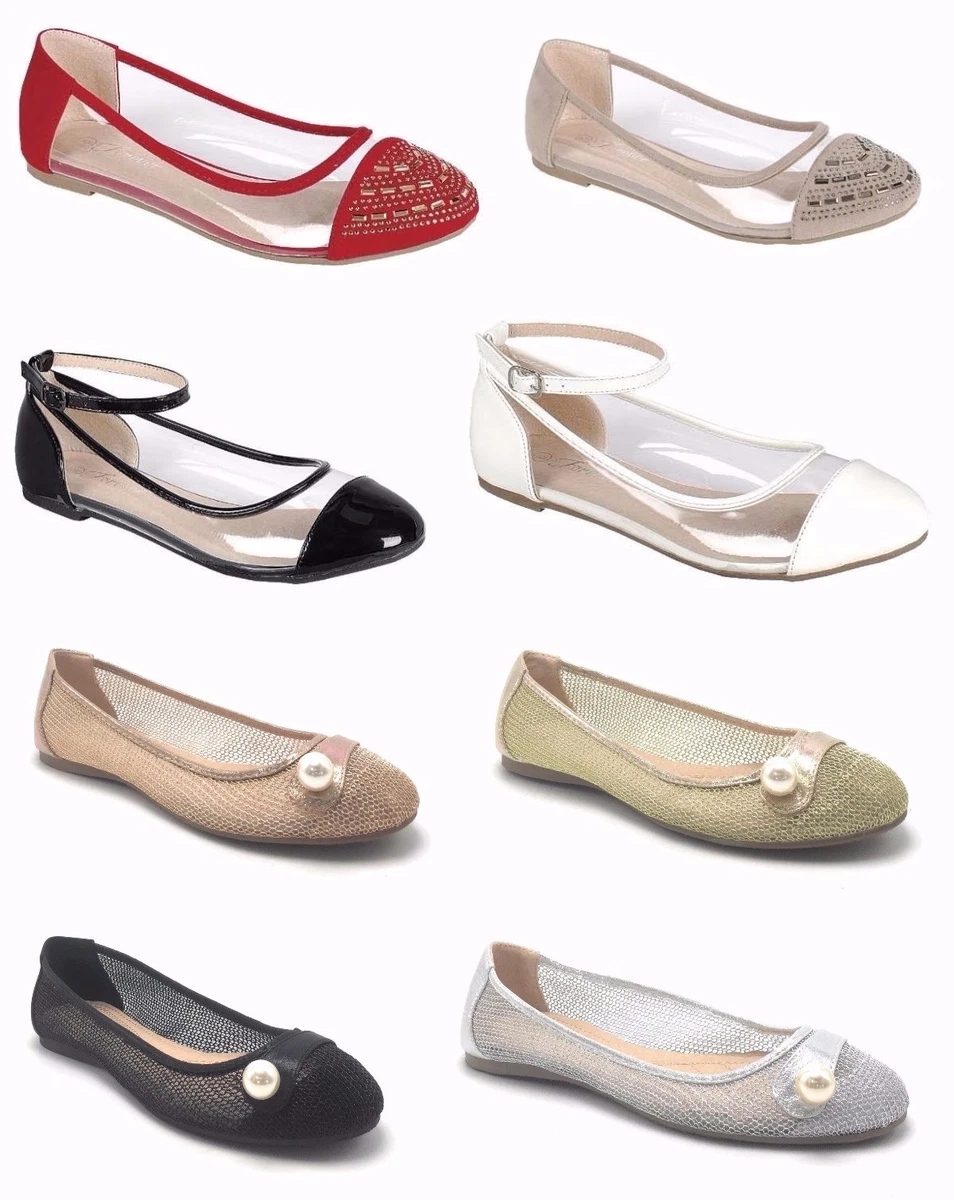 Women s Clear Transparent Buckle Strap Rhinestones Ballerina