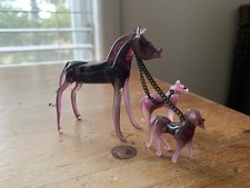Glass Horses Miniature, Figurines, Very Fine Glass, Purple Violet Lavender