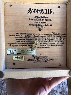 1987 Enesco Annabelle Jack-In-The-Box Reuge / Switzerland Music