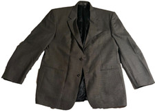 Oscar De La Renta Jacket Sport Coat Mens 40L Brown Houndstooth Wool Blazer Suit