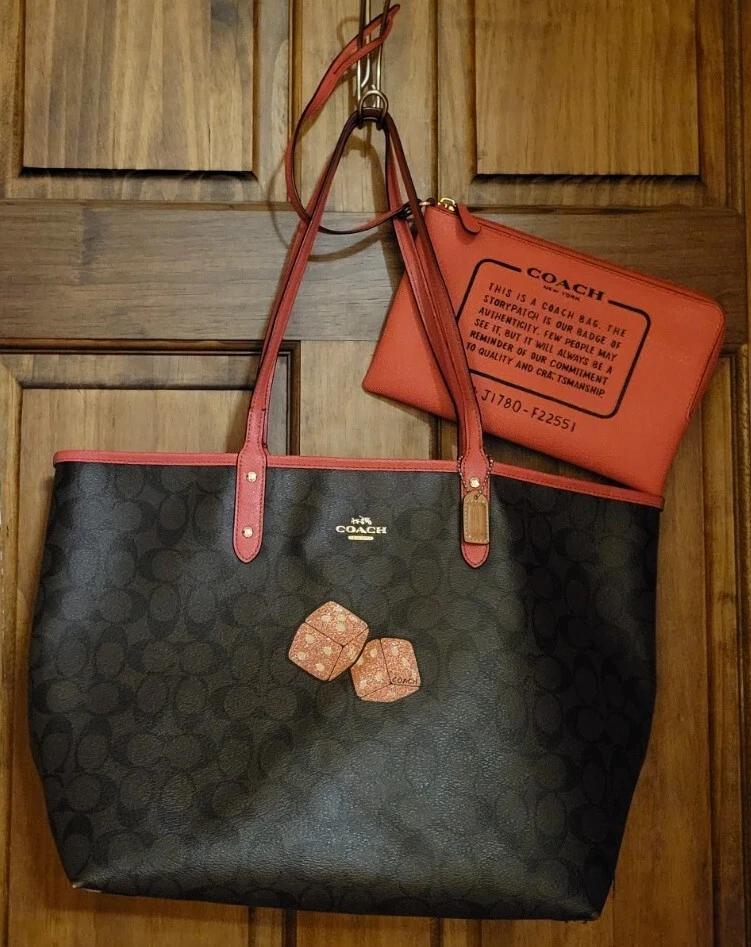 COACH F22551 REVERSIBLE CITY TOTE WITH DICE MOTIF WITH POUCH