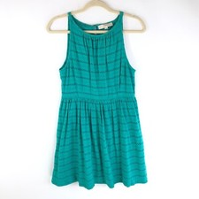 Ann Taylor LOFT Dress A Line Eyelet Knit Stretch Sleeveless Green Size S