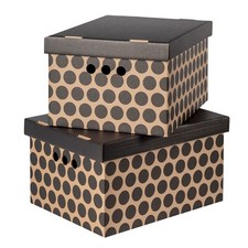 2pc Decorative Storage Boxes Home Office Box Organiser Large Black Dots
