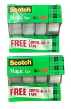 Lot of 2 Scotch Magic Tape w/ Bonus Super Hold Tape. Total 8 Rolls 3/4 in
