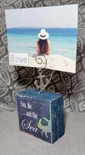 Photo Block Clip with Anchor Charm & "You, Me... and the Sea" Wood Grain
