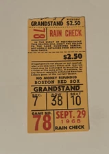 Sept 29 1968 Red Sox Yankees Ticket Stub Mickey Mantle Last Scheduled Game DNP