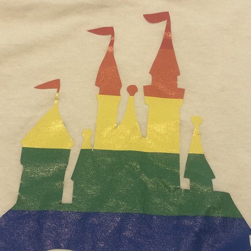 Disney Pride Promotional Shirt Gildan Tag Size Medium Rainbow Castle - Picture 9 of 12
