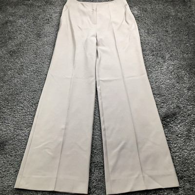 St. John Womens Dress Pants Sz 6 Light Gray Wide Leg High Rise Belt Loops NWOT
