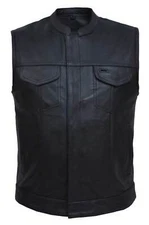 UNIK Men's Premium SOA Style Club Motorcycle Zippered Cowhide Leather Vest