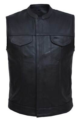 UNIK Men's Premium SOA Style Club Motorcycle Zippered Cowhide Leather Vest 