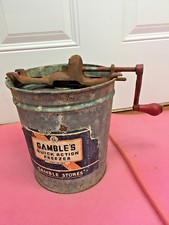 BS9 RARE Vintage Galvanized steel metal Gambles Quick Action ice cream maker