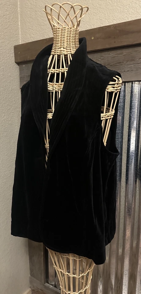 Chaleco abierto de terciopelo negro vintage Miss Accent Acct III para mujer años 80’s 90’s Whimsi Goth Foto 3 de 4