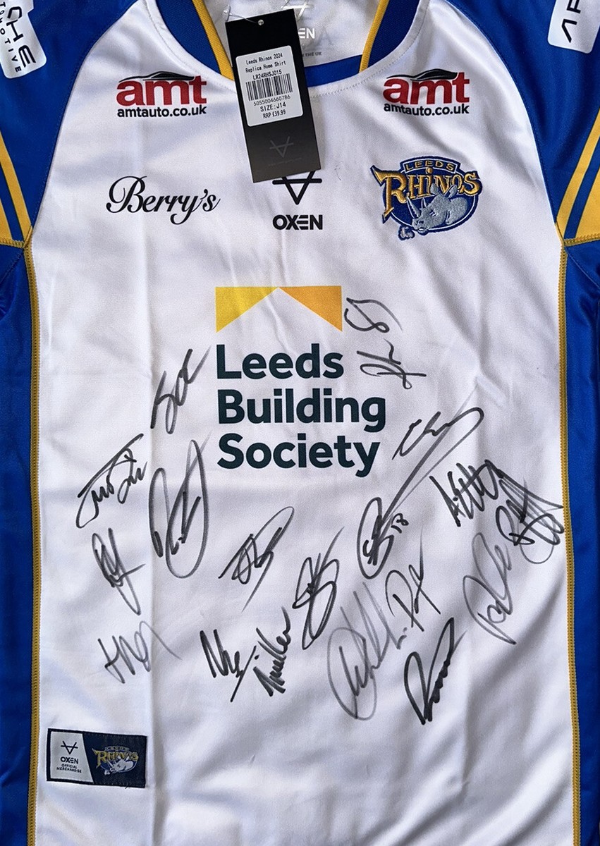 Maillot Rugby Leeds Rhinocéros Autographié - Blanc ISC Homme XS - Occasion