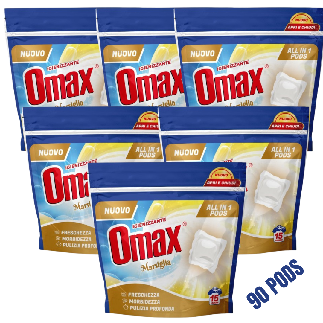 OMAX PODS DETERSIVO LAVATRICE IN CAPSULE 90 PODS (15X6) PROFUMO DI MARSIGLIA