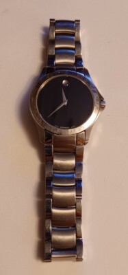 MOVADO  6.75” Silver, Face is black wrist watch Movado Women main image 4