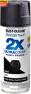 334020 Painter's Touch 2X Ultra Cover Spray Paint, 12 oz, Flat Black