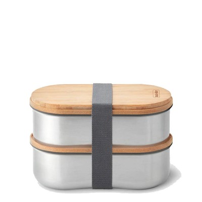 Black + Blum Edelstahl Doppel Bento Box Mandel/Grau