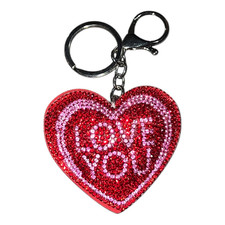 Red Heart LOVE YOU Rhinestone Key Chain/ bag ...