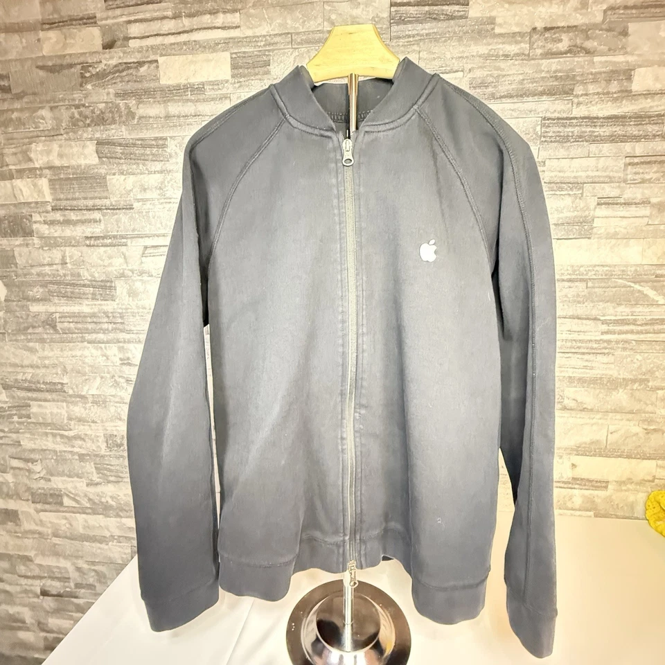 Apple Employee Zip Jacket Gray M YKK Logo 69% Cotton 31% Polyester Rare - Image 2 of 4