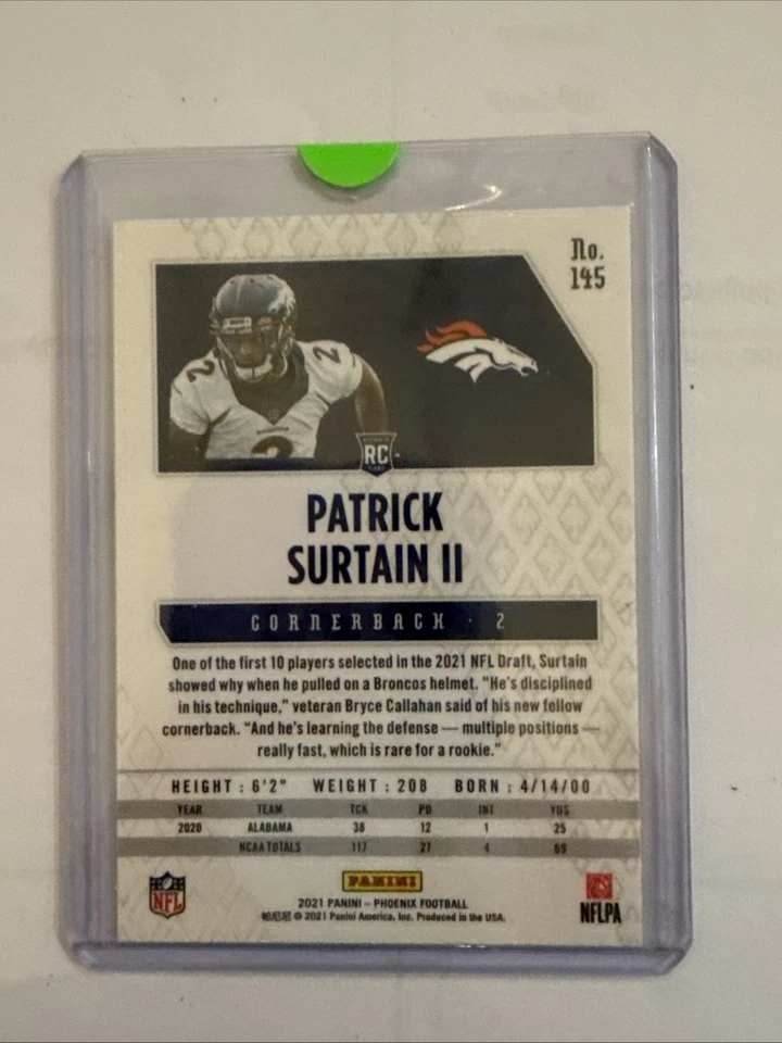 2021 Panini Phoenix - Patrick Surtain II Fire Burst So (RC) - Image 2 of 2