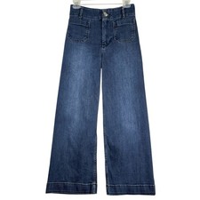 Anthropologie Pilcro The Skipper Wide Leg Flare Denim Blue Jeans Sz 26 Boho