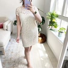Loft White Lace Overlay Dress Size 4