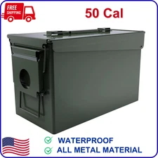 50 Cal Ammo Can Metal 9mm Ammo Box Storage Crate case for Shotgun Bullet Rifle