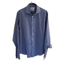 Charles Tyrwhitt MENS 16.5/35 Dress Shirt Non-Iron Tailored Fit French Cuff Blue