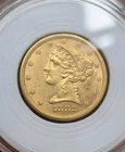 1882-S Liberty Gold Half Eagle $5 Coin With Protective Case