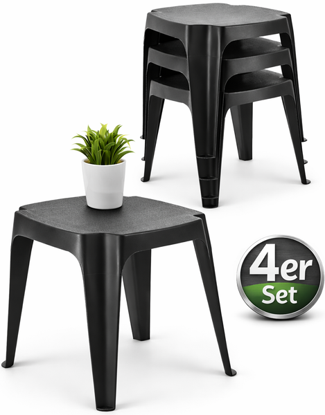 4Er Set Gartenhocker Hocker Beistelltisch Garten Stuhl FußHocker Anthrazit-image