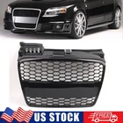 Front Upper Grille RS4 Style Honeycomb Mesh Gloss Black For Audi A4/B7 2005-2008