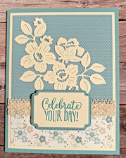 Birthday GREETING CARD KIT x4 w/Env Stampin Up Charming Day Die Vintage