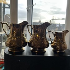 Trio Bronze Luster Ware Vintage Jugs Royal Victoria Wade Pottery England