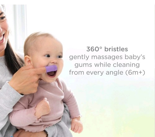 Ubbi Baby Spazzolino da Dito in Silicone con Custodia, Food-Grade Platinum S - Foto 1 di 9