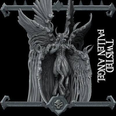 TWISTED GEFALLEN ANGEL Celestial Resin 3D Printed Fantasy Miniature D&D Tabletop R