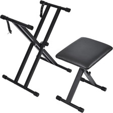 Keyboard Stands and Bench Set, Upgrade Heavy Duty Double-X Keyboard Stand Adjust