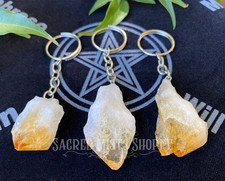 Citrine Crystal Point Keychain for Aura Clearing, New Beginnings, Personal Power