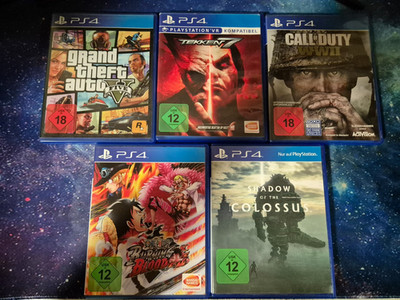 5x playstation 4 Spiele - GTA 5, tekken 7, One piece, call of duty,  SOTC