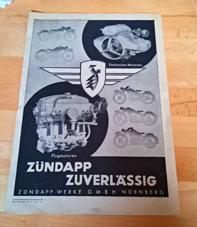 Zündapp Original Werbeanzeige „Zündapp zuverlässig“ Flugmotoren