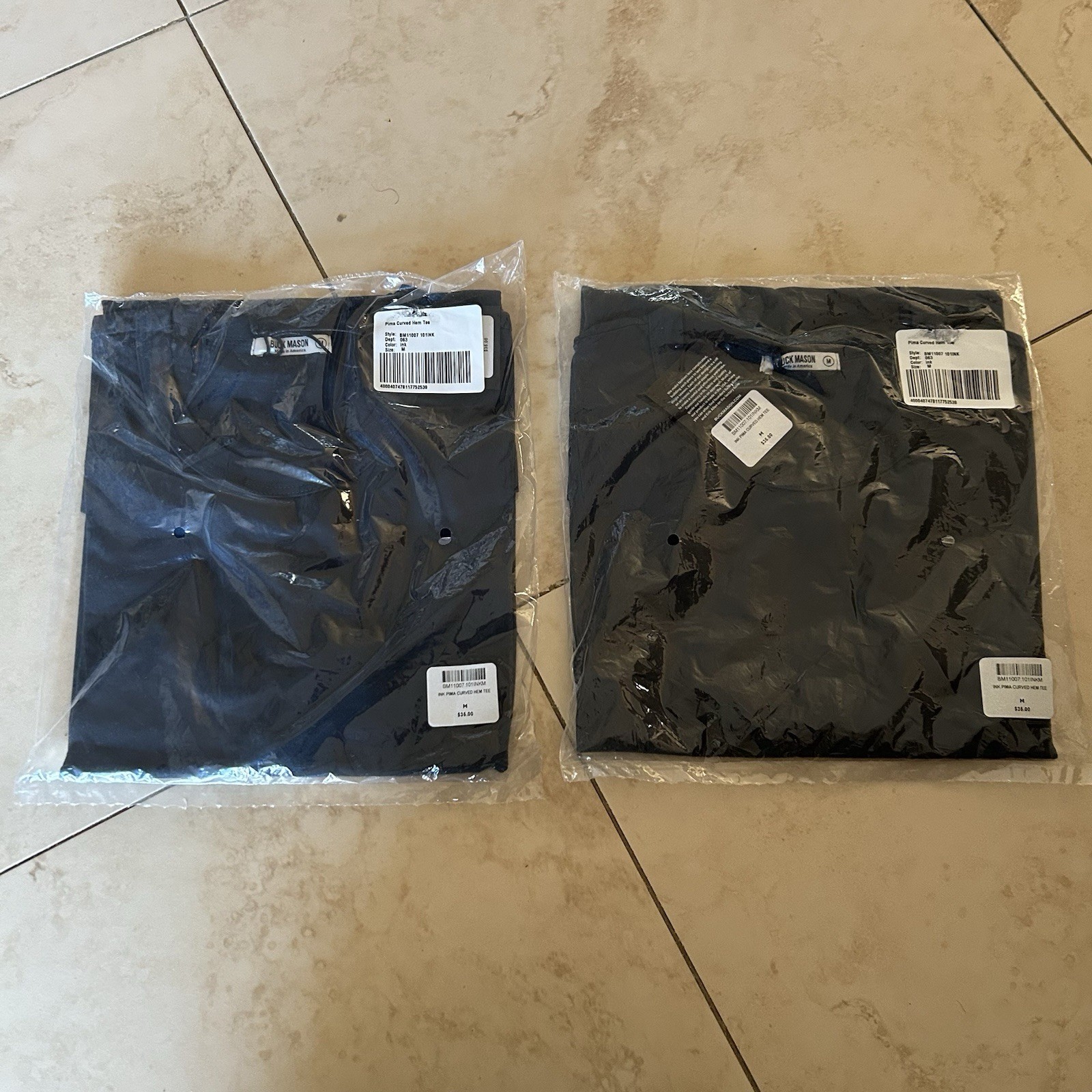 Buck Mason Ink Pima Short Curved Hem Tee Mens M Crew Neck LOT OF 2 Knit USA