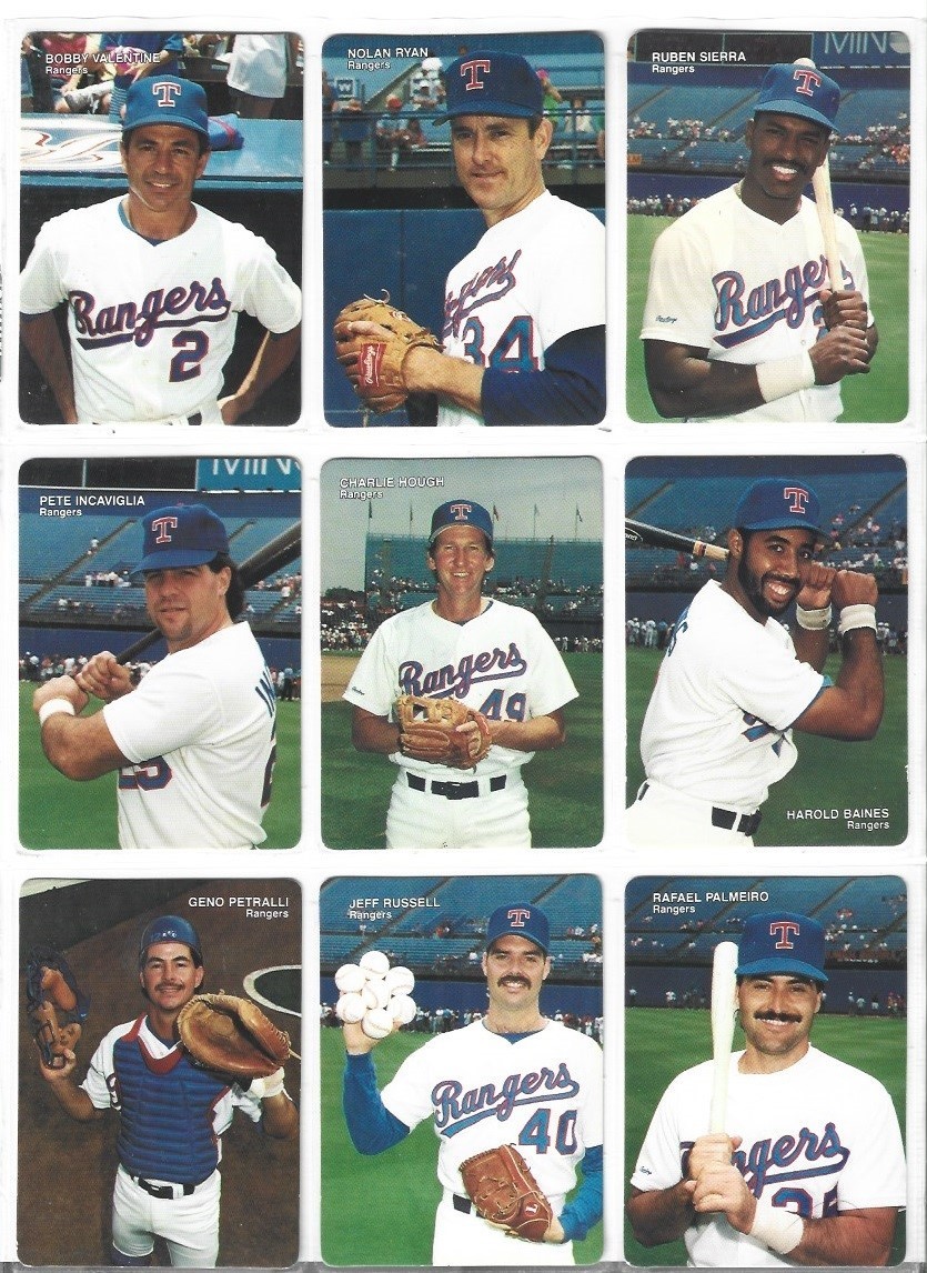 Texas Rangers 1990 Rangers Mother's Cookies incomplete set with 25 of 28 cards