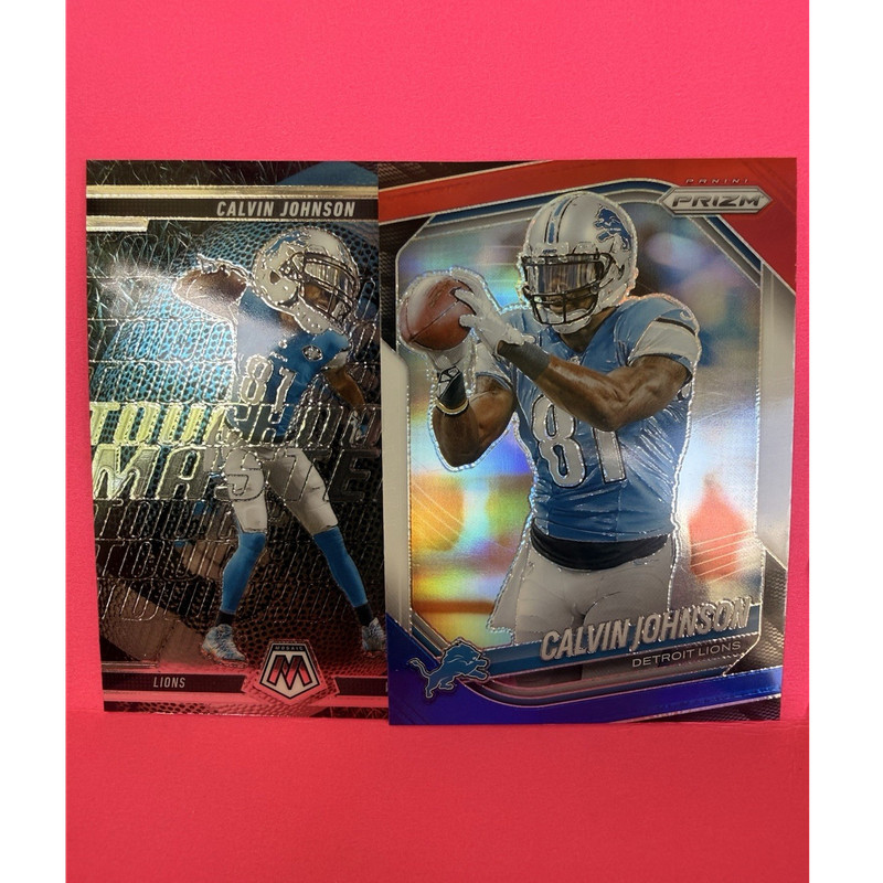 Calvin Johnson Lions Panini Prizm Red White Blue Mosaic Touchdown Masters Lot 2
