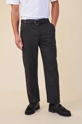 Bound Wool Herringbone Charcoal Trouser XL 36 X 32 Brand New With Tags NWT Dress