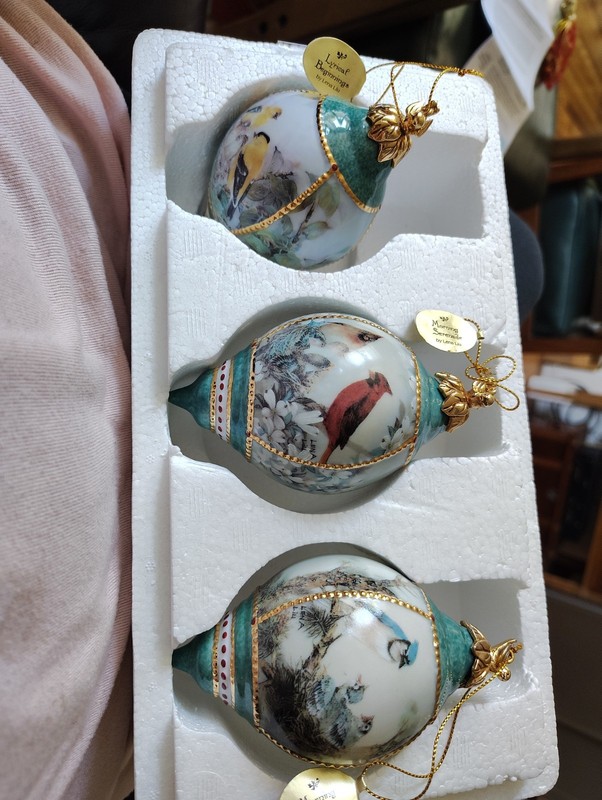 Bradford NATURE’S POETRY Lena Liu Heirloom Porcelain Ornaments 4th Issue SET/3