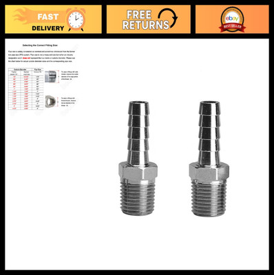 Stainless Steel 1'' Hose Barb to 1'' NPT Male Fitting - Home Brew, Water, Fuel, Ai
