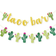 KatchOn, Glitter Taco Bar Banner - 2 Strings, Pre-Strung | Taco Bar Sign with...