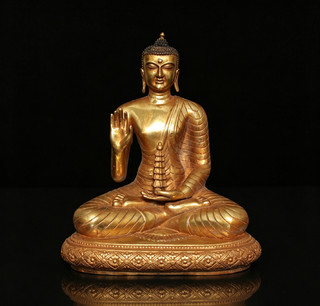 8.3" Old Antique Chinese Bronze Gilding Statue Buddha